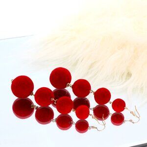 NWT Dystrict Red Velvet-like Hook Dangle Earrings